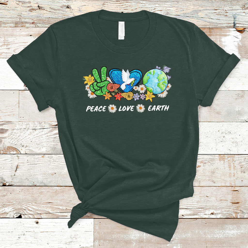 Earth Day T Shirt Earth Day Peace Love Earth Teacher Environment Day Recycle - Wonder Print Shop