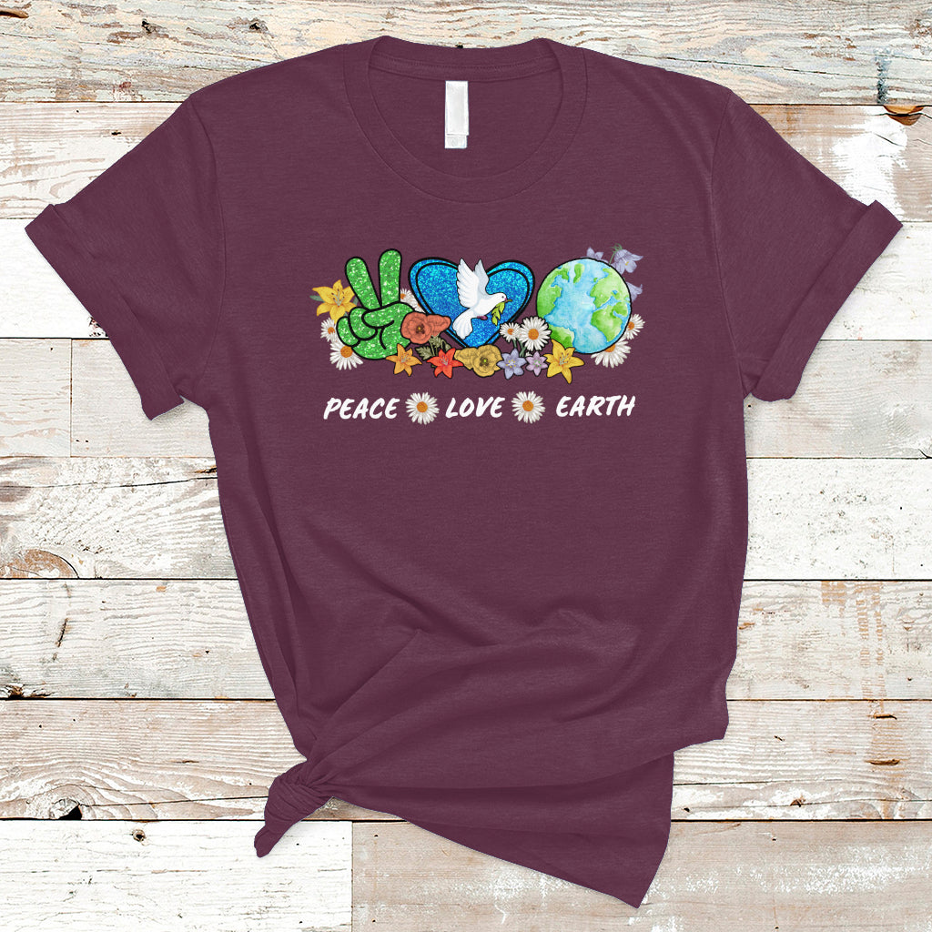 Earth Day T Shirt Earth Day Peace Love Earth Teacher Environment Day Recycle - Wonder Print Shop