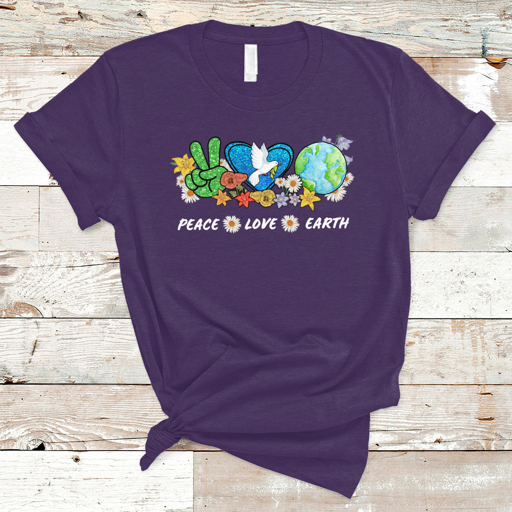 Earth Day T Shirt Earth Day Peace Love Earth Teacher Environment Day Recycle - Wonder Print Shop