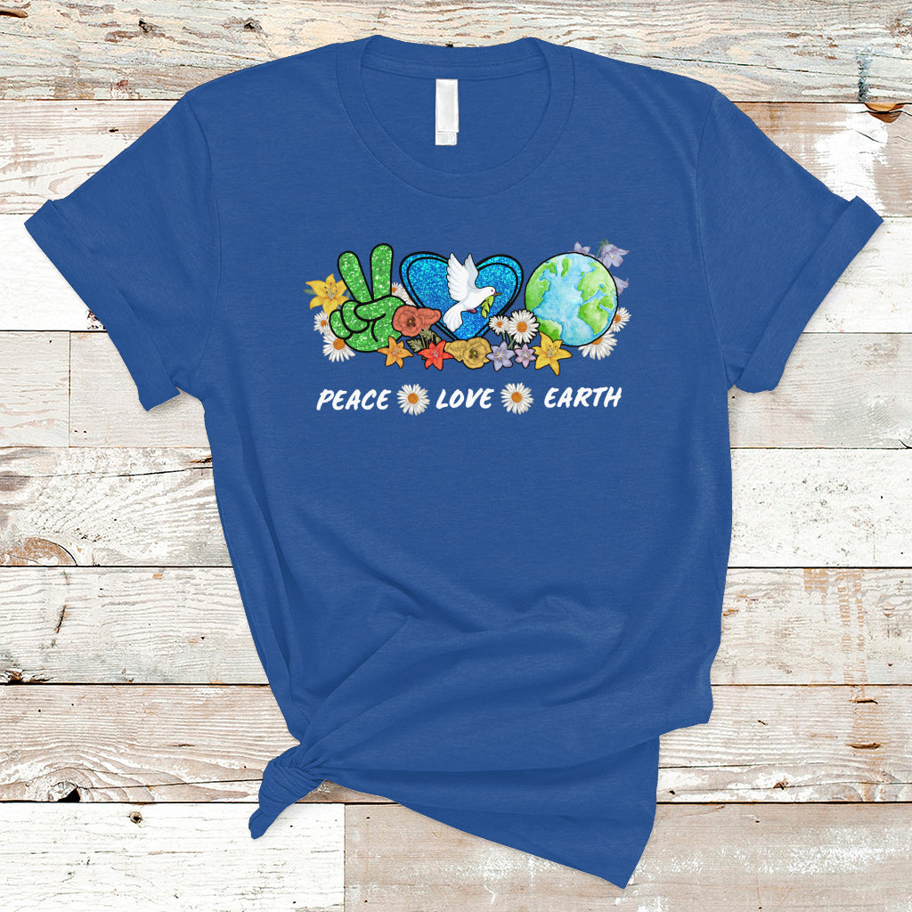 Earth Day T Shirt Earth Day Peace Love Earth Teacher Environment Day Recycle - Wonder Print Shop
