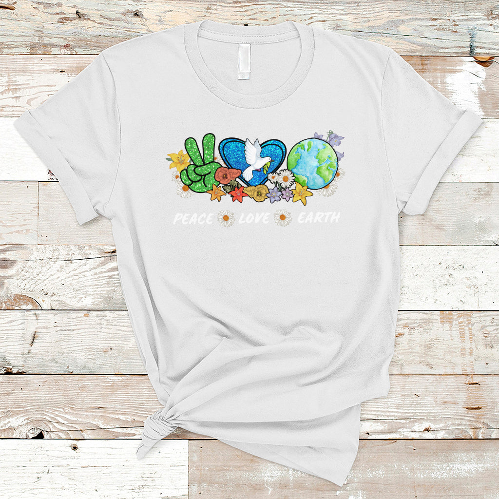 Earth Day T Shirt Earth Day Peace Love Earth Teacher Environment Day Recycle - Wonder Print Shop