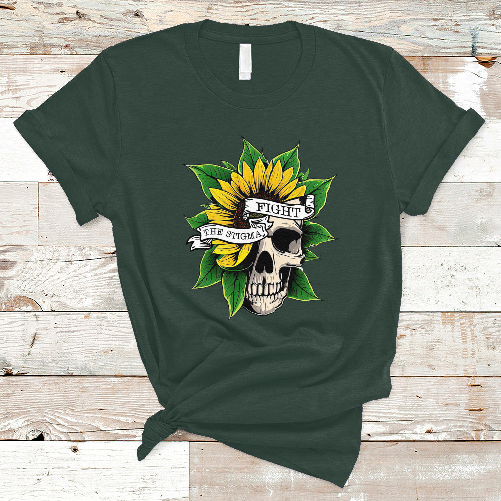 Mental Health Matters T Shirt Mental Health Awareness Fight the Stigma Mental Health Matters Flower Skull Support - Wonder Print Shop