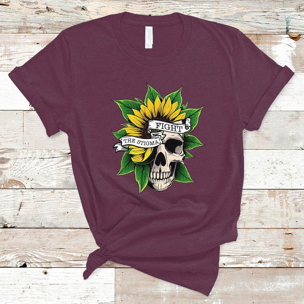 Mental Health Matters T Shirt Mental Health Awareness Fight the Stigma Mental Health Matters Flower Skull Support - Wonder Print Shop