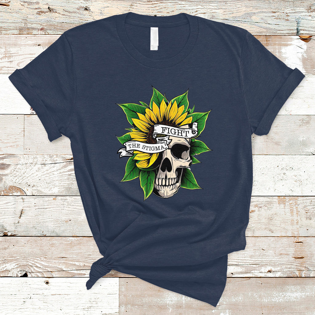 Mental Health Matters T Shirt Mental Health Awareness Fight the Stigma Mental Health Matters Flower Skull Support - Wonder Print Shop
