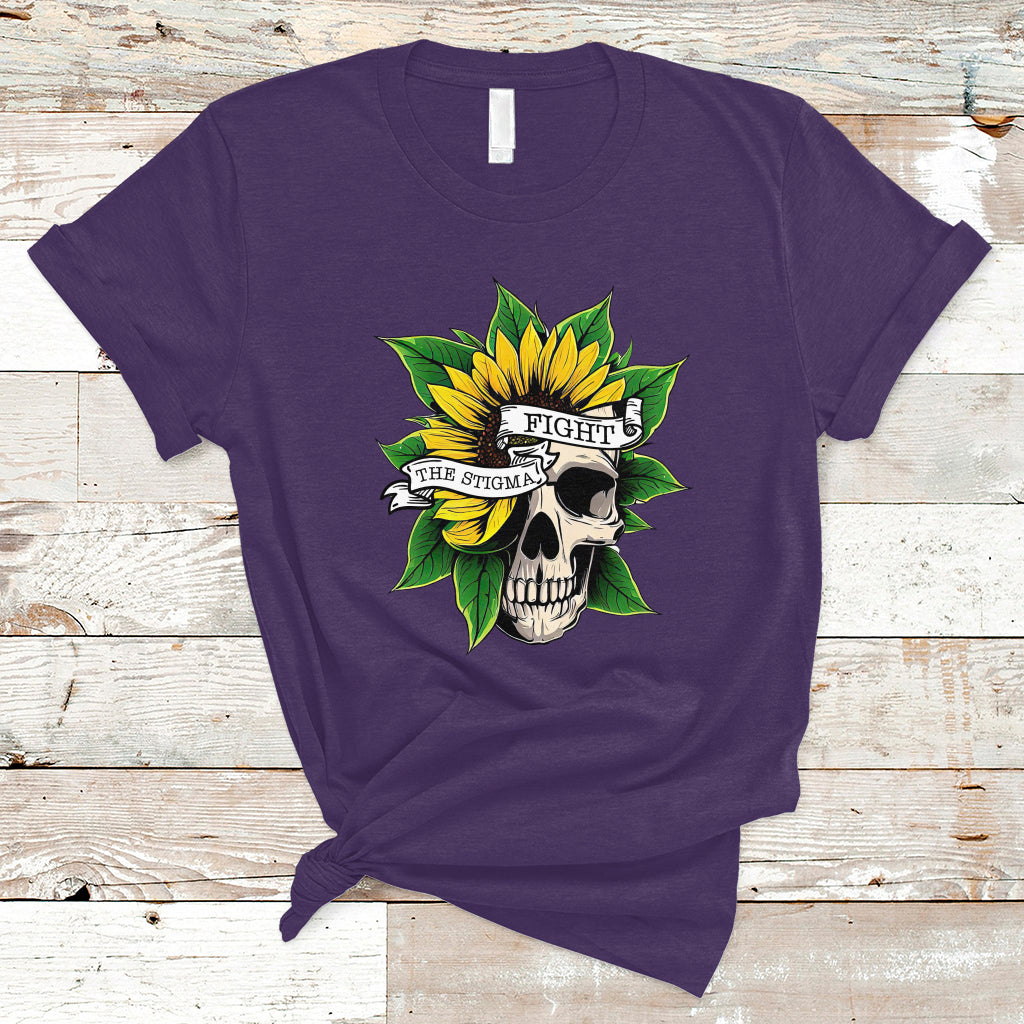 Mental Health Matters T Shirt Mental Health Awareness Fight the Stigma Mental Health Matters Flower Skull Support - Wonder Print Shop