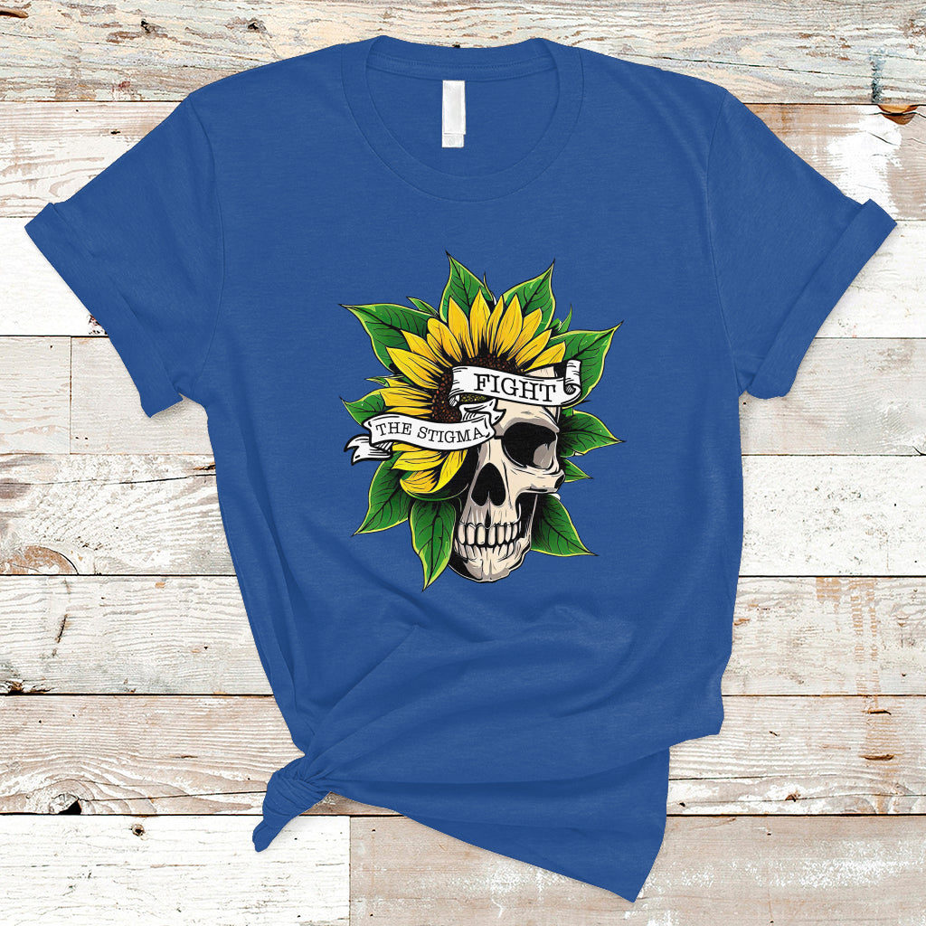 Mental Health Matters T Shirt Mental Health Awareness Fight the Stigma Mental Health Matters Flower Skull Support - Wonder Print Shop