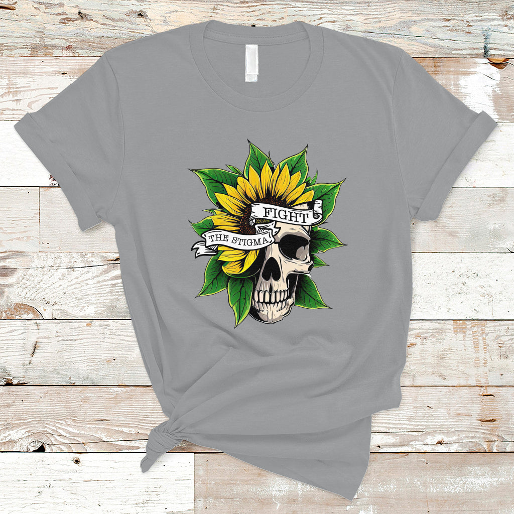 Mental Health Matters T Shirt Mental Health Awareness Fight the Stigma Mental Health Matters Flower Skull Support - Wonder Print Shop