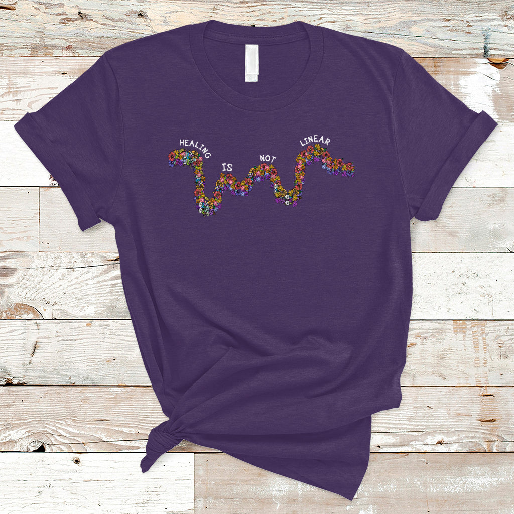 Mental Health Matters T Shirt Healing Is Not Linear Mental Health Awareness Flowers Linear - Wonder Print Shop