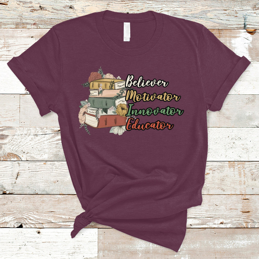 Teacher T Shirt Believer Motivator Innovator Educator Teach Inspire Love Teacher T-Shirt, Back To School Shirt, Gift For Teacher, Funny Teaching - Wonder Print Shop