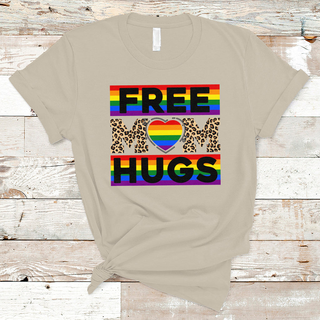 LGBT Mom T Shirt Free Mom Hugs Proud Ally Rainbow Flag LGBT Pride Month - Wonder Print Shop