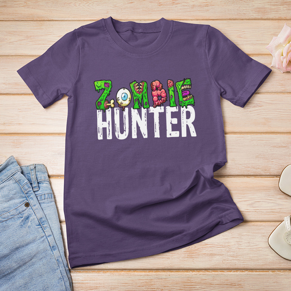 Zombie Hunter Eye Brain Hunting Halloween Costume T Shirt - Wonder Print Shop