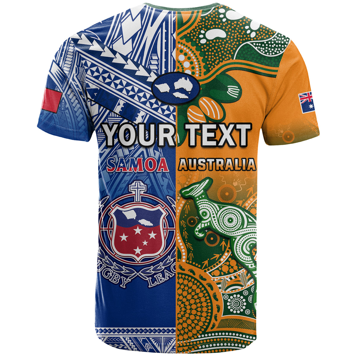 Custom Australia Wallabies And Toa Samoa Rugby T Shirt Aboriginal Mix Polynesian - Wonder Print Shop