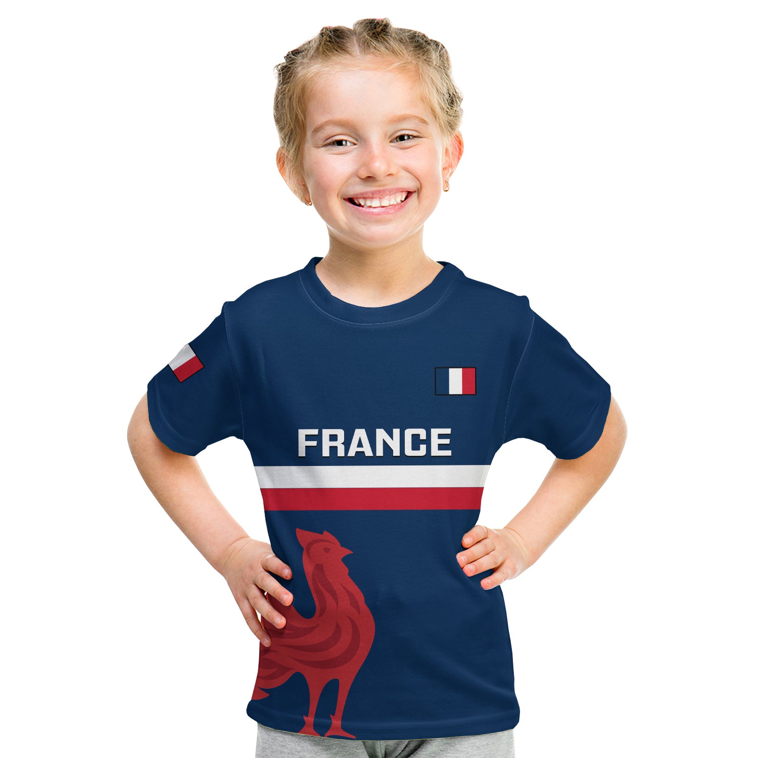 Personalised France Rugby Kid T Shirt 2023 Allez Les Bleus World Cup LT14