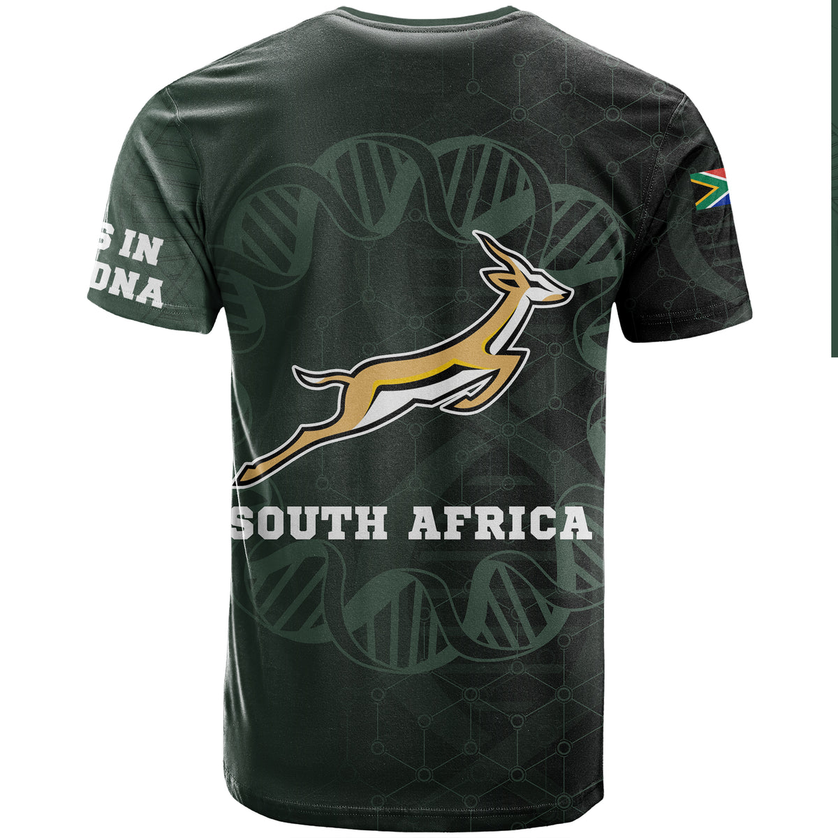 South Africa Springboks DNA T Shirt Green Version - Wonder Print Shop