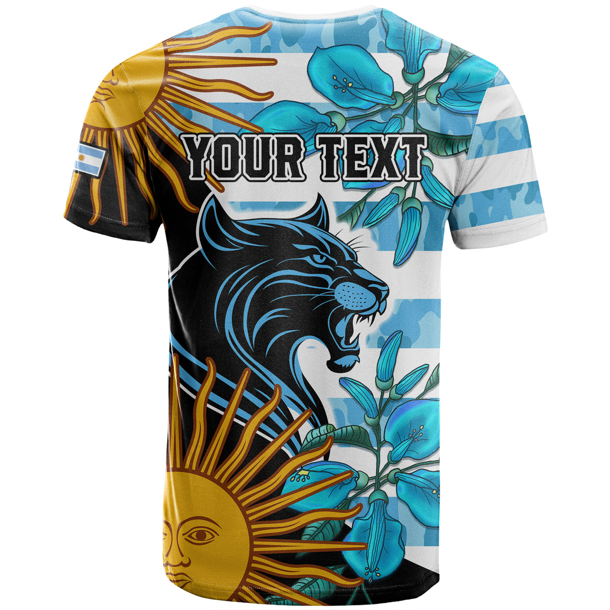 Personalised Argentina	Los Pumas Rugby T Shirt Sol de Mayo Mixed Ceibo Flowers - Wonder Print Shop