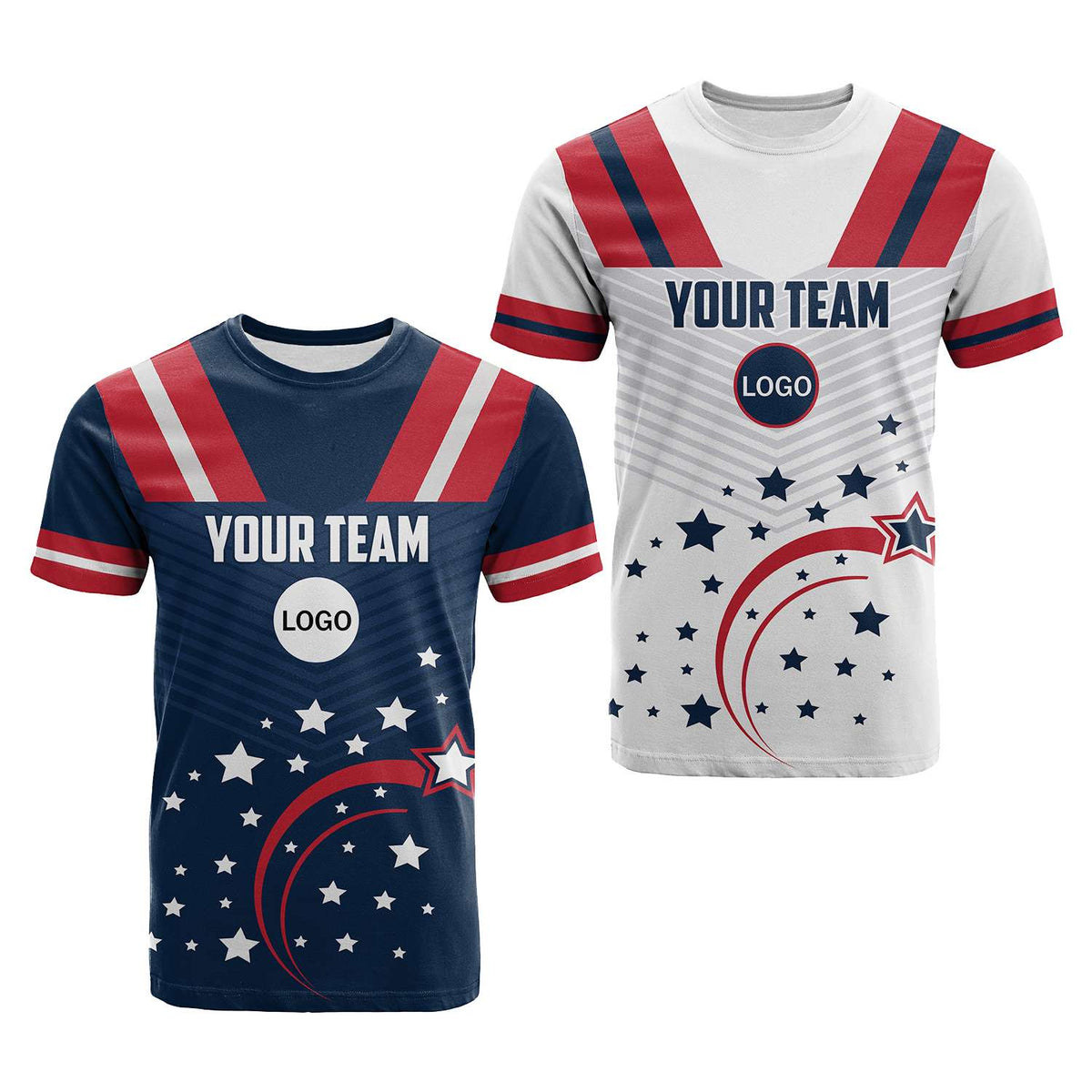 Custom USA Stars T Shirt Sporty Style - Wonder Print Shop