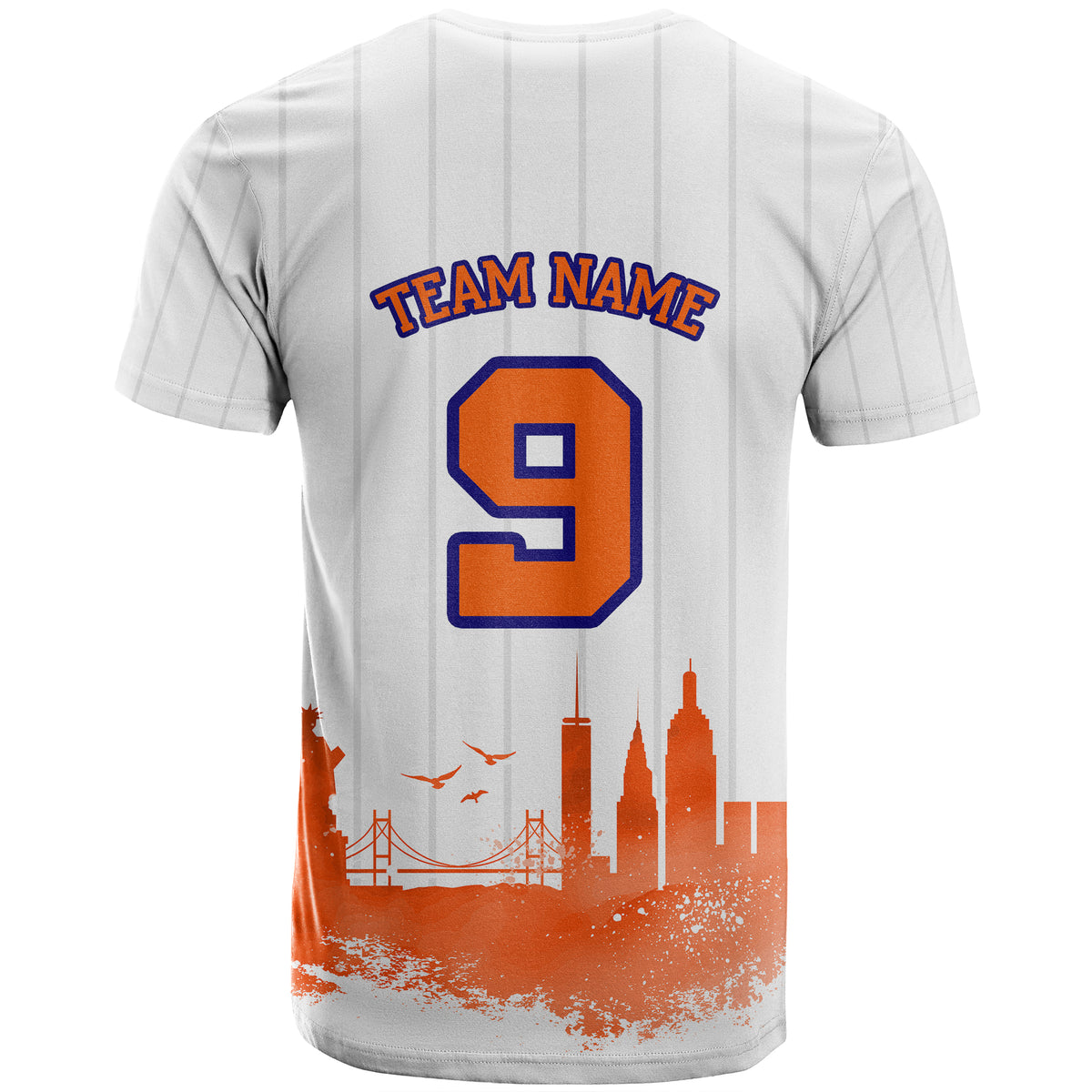 Custom Photo Orange NYC Skyline T Shirt