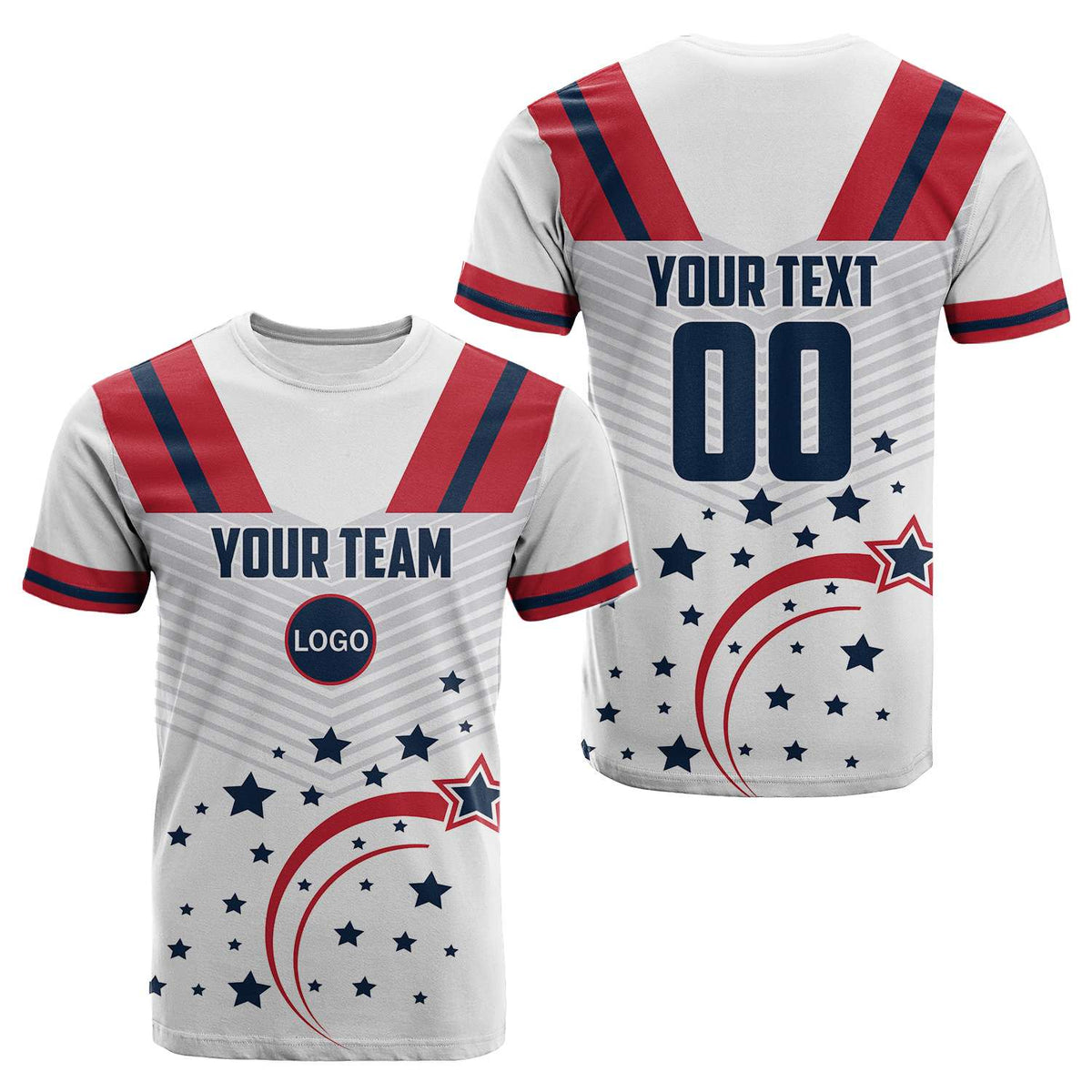 Custom USA Stars T Shirt Sporty Style - Wonder Print Shop