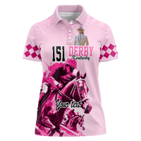 Custom Photo Kentucky Horse Racing Women Polo Shirt Derby Anniversary Pink Out Party