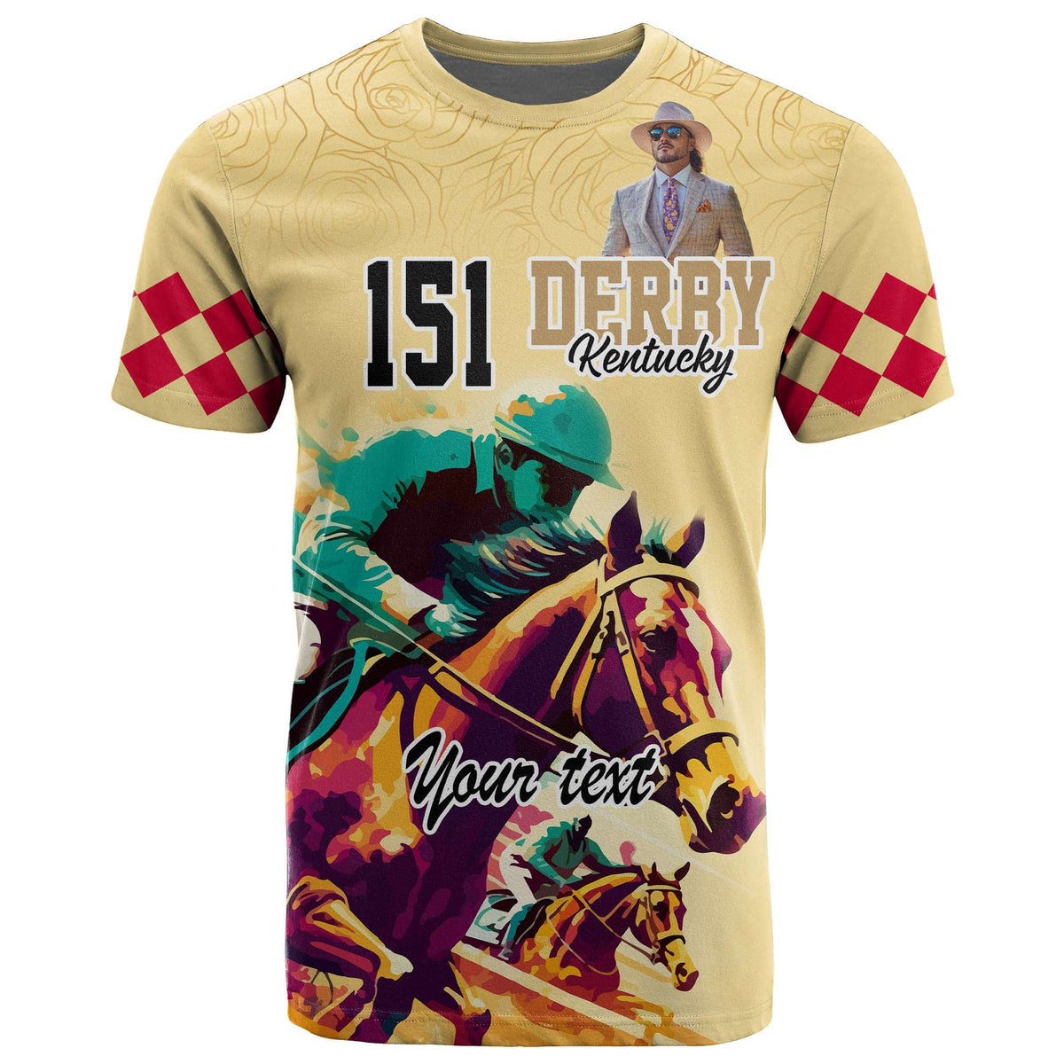 Custom Photo Kentucky Horse Racing T Shirt Derby Anniversary Art Gold Version