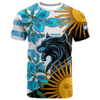 Personalised Argentina	Los Pumas Rugby T Shirt Sol de Mayo Mixed Ceibo Flowers - Wonder Print Shop