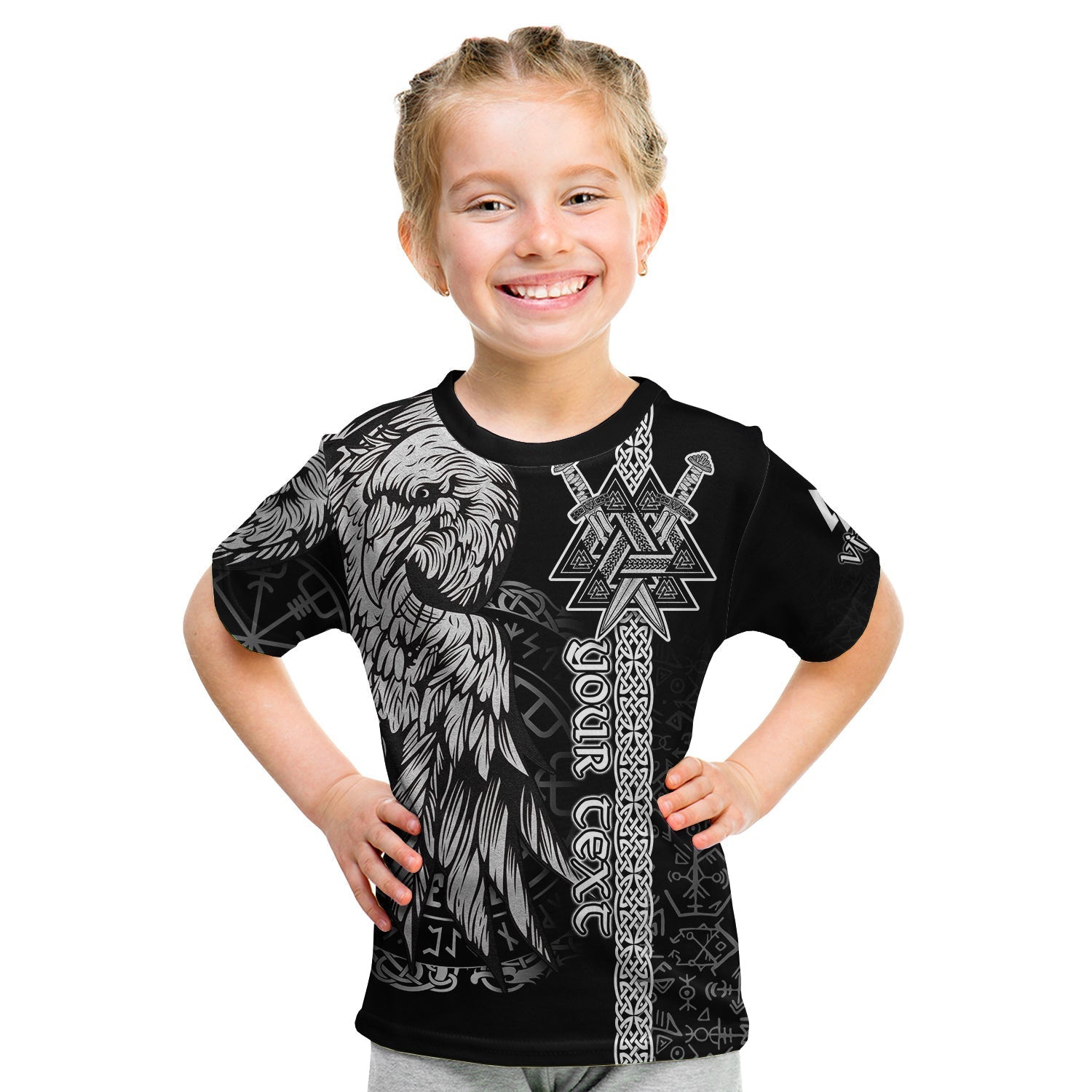 custom-viking-t-shirt-kid-valknut-raven-symbol-celtic-vegvisir-black-color