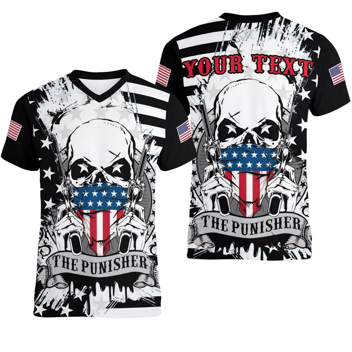 custom-america-v-neck-t-shirt-american-flag-punisher-skull-grunge-style