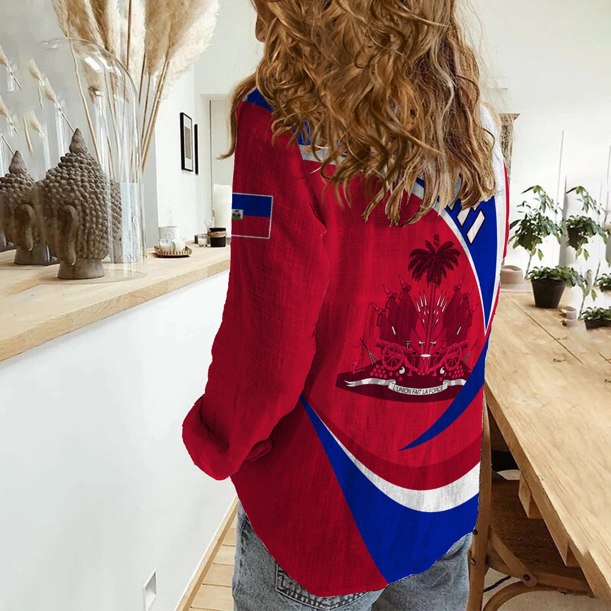 Haiti Women Casual Shirt Style Color Flag LT13 - Wonder Print Shop