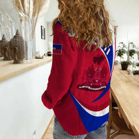 Haiti Women Casual Shirt Style Color Flag LT13 - Wonder Print Shop