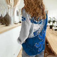 Scotland Rugby Women Casual Shirt Scottish Coat Of Arms Mix Thistle Newest Version - Wonder Print Shop