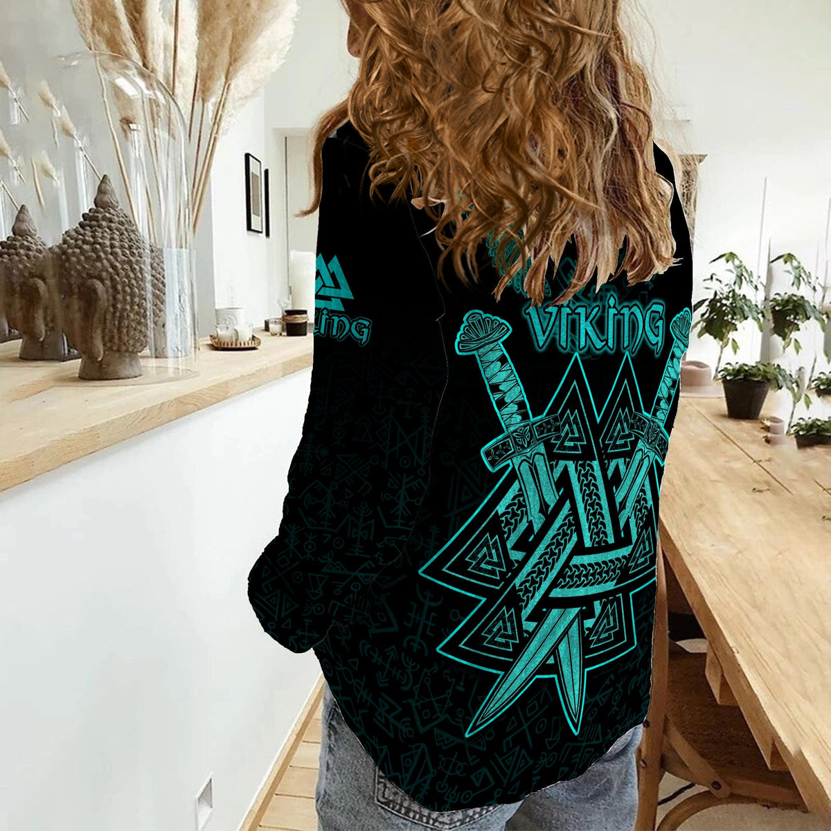 custom-viking-women-casual-shirt-valknut-raven-symbol-celtic-vegvisir-cyan-color