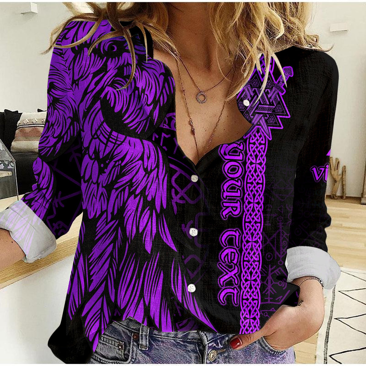 custom-viking-women-casual-shirt-valknut-raven-symbol-celtic-vegvisir-purple-color