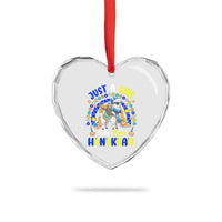 A Girl Loves Hanukkah Heart Crystal Glass Ornament Funny Sloth On Llama Jewish Holiday Gift - Wonder Print Shop