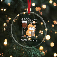 A Good Day Starts With Coffee And Cats Crystal Glass Ornament Funny Purrfect Morning TS12