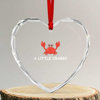 A Little Crabby Heart Crystal Glass Ornament Minimalist Beach Meme Summer Aesthetic