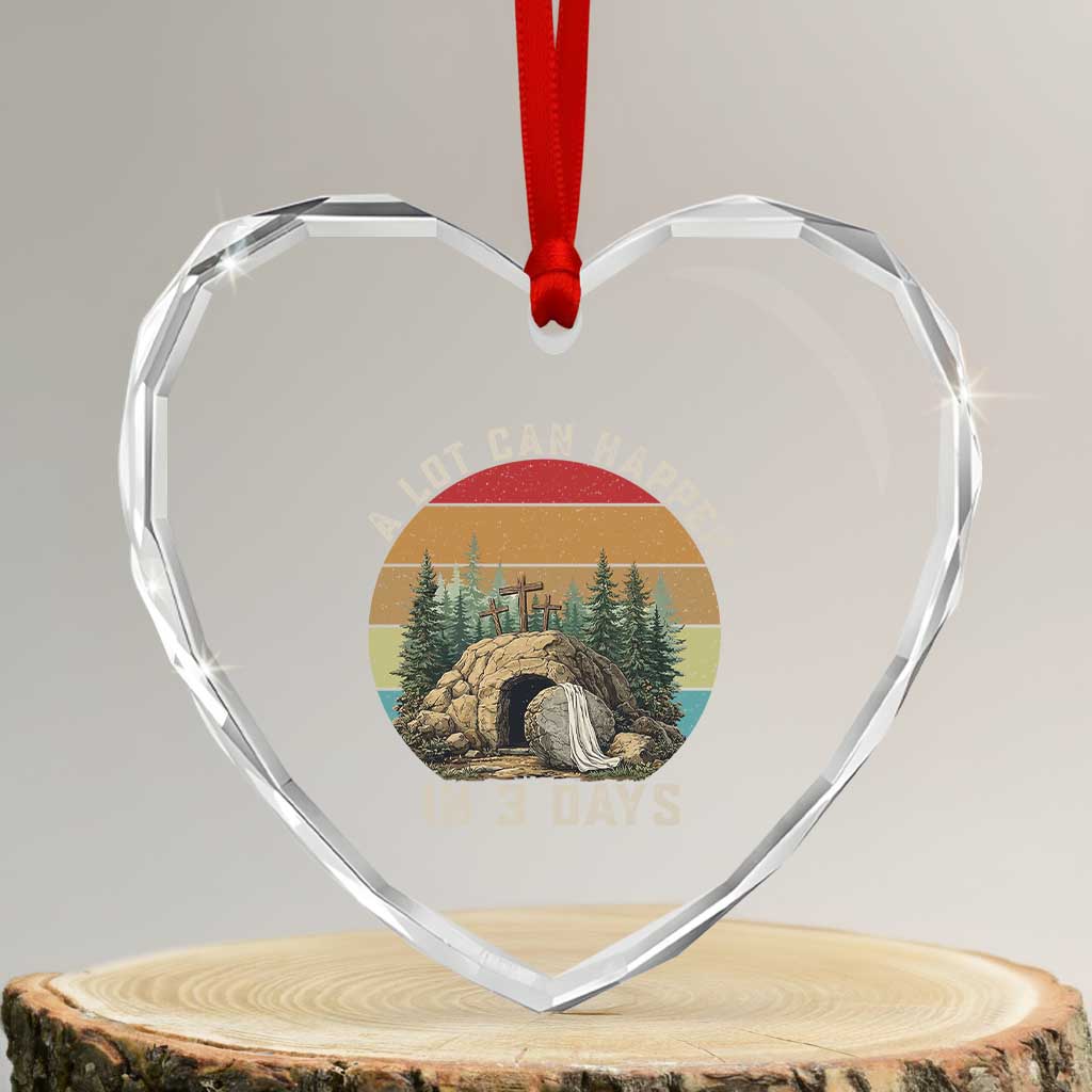 A Lot Can Happen in 3 Days Heart Crystal Glass Ornament Christian Easter