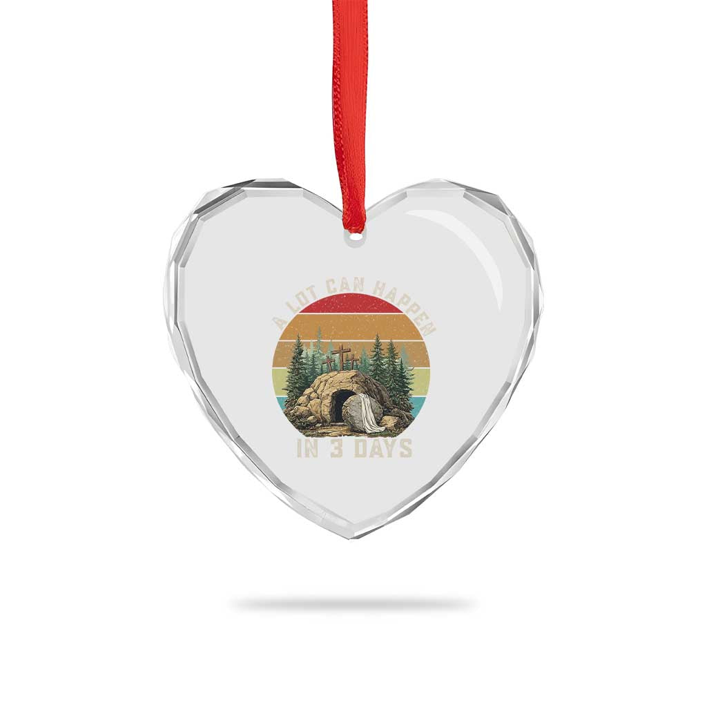 A Lot Can Happen in 3 Days Heart Crystal Glass Ornament Christian Easter