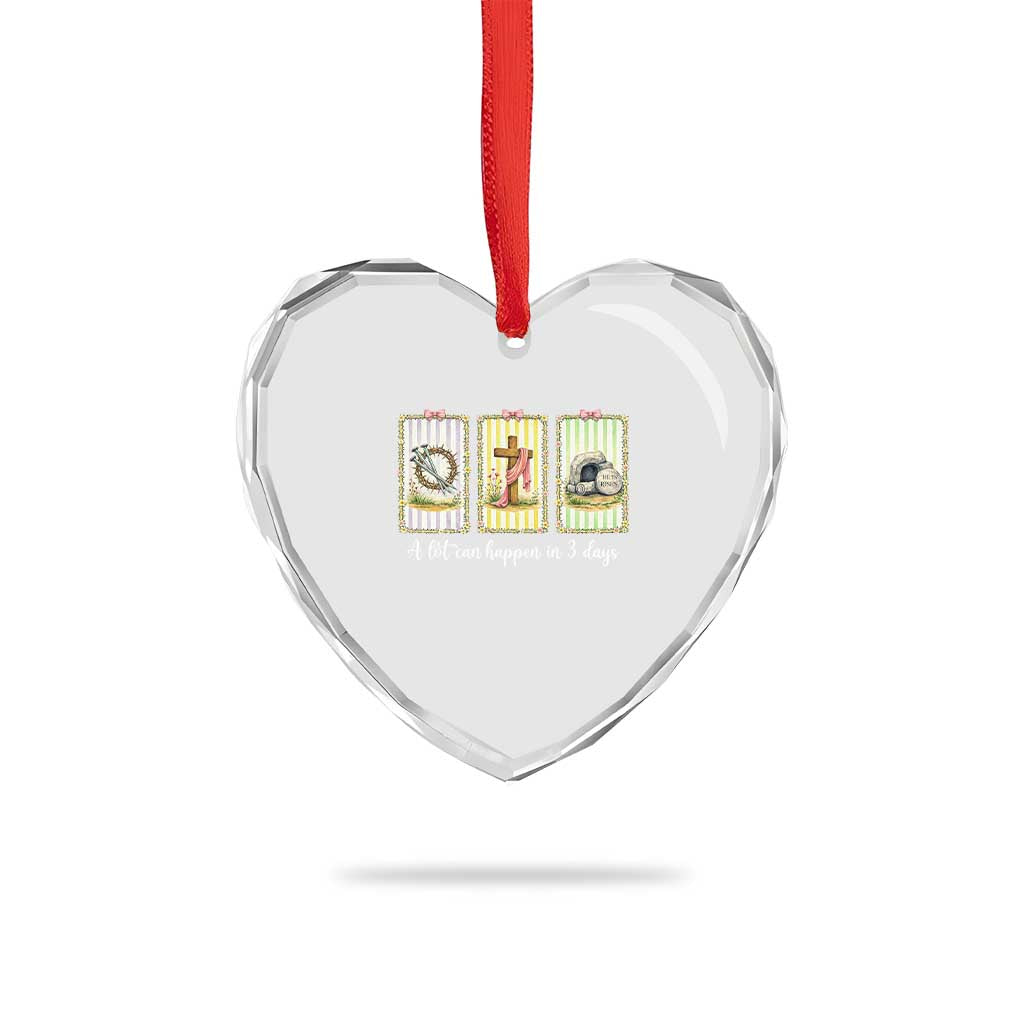 A Lot Can Happen in 3 Days Heart Crystal Glass Ornament Christian Jesus Easter