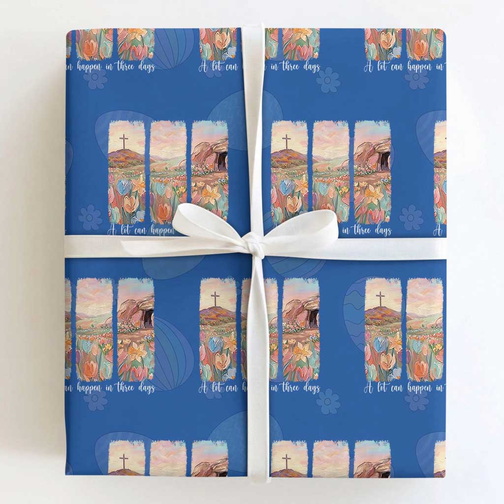 A Lot Can Happen In Three Days Christian Easter Wrapping Paper Roll Empty Tomb Cross Landscape Faith Inspirational Gift