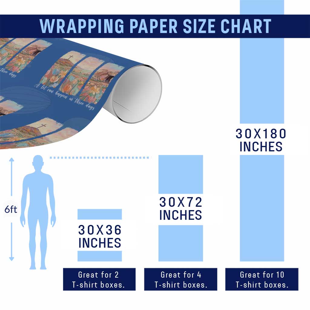 A Lot Can Happen In Three Days Christian Easter Wrapping Paper Roll Empty Tomb Cross Landscape Faith Inspirational Gift