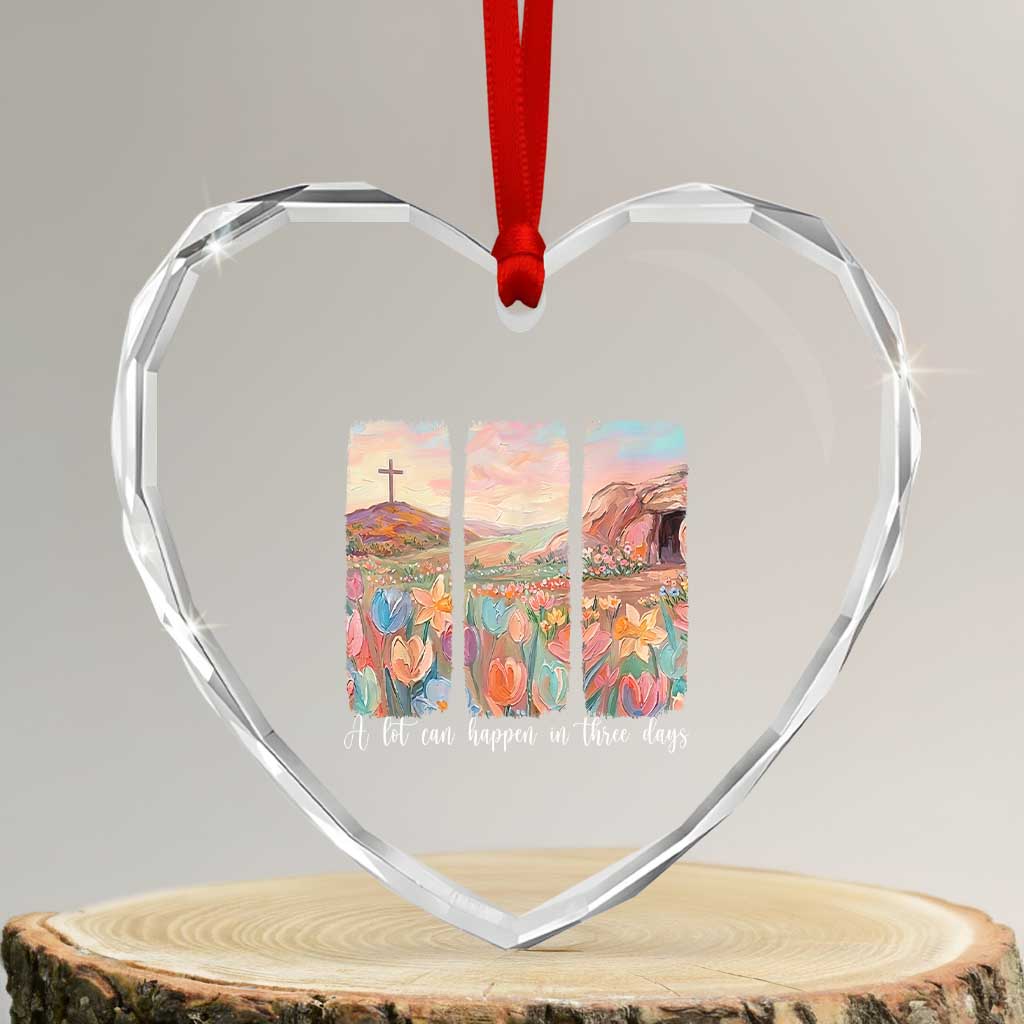 A Lot Can Happen In Three Days Christian Easter Heart Crystal Glass Ornament Empty Tomb Cross Landscape Faith Inspirational Gift