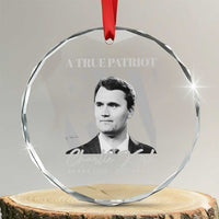 A True Patriot Charlie Kirk Crystal Glass Ornament Vintage American Flag - Wonder Print Shop