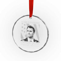 A True Patriot Charlie Kirk Crystal Glass Ornament Vintage American Flag - Wonder Print Shop