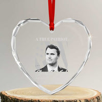 A True Patriot Charlie Kirk Heart Crystal Glass Ornament Vintage American Flag - Wonder Print Shop