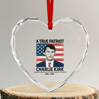 A True Patriot Memorial Heart Crystal Glass Ornament Charlie Kirk Legacy The Greatness of Our Nation - Wonder Print Shop