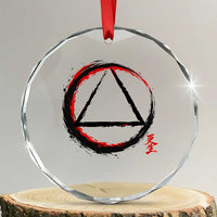 AA Sober Logo Symbol Serenity Recovery Crystal Glass Ornament Japanese Brushstroke Circle