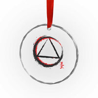 AA Sober Logo Symbol Serenity Recovery Crystal Glass Ornament Japanese Brushstroke Circle