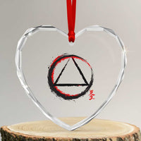 AA Sober Logo Symbol Serenity Recovery Heart Crystal Glass Ornament Japanese Brushstroke Circle