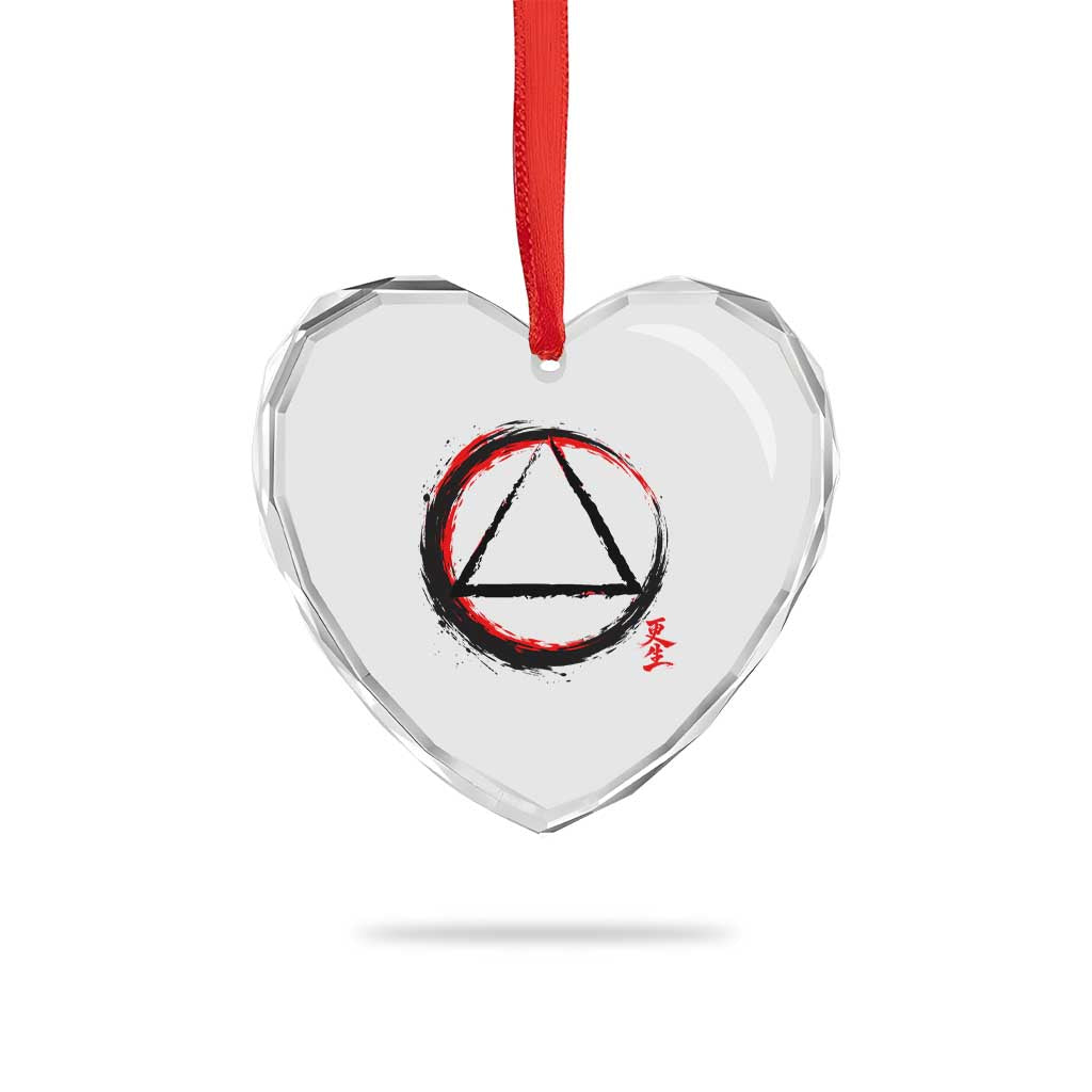 AA Sober Logo Symbol Serenity Recovery Heart Crystal Glass Ornament Japanese Brushstroke Circle
