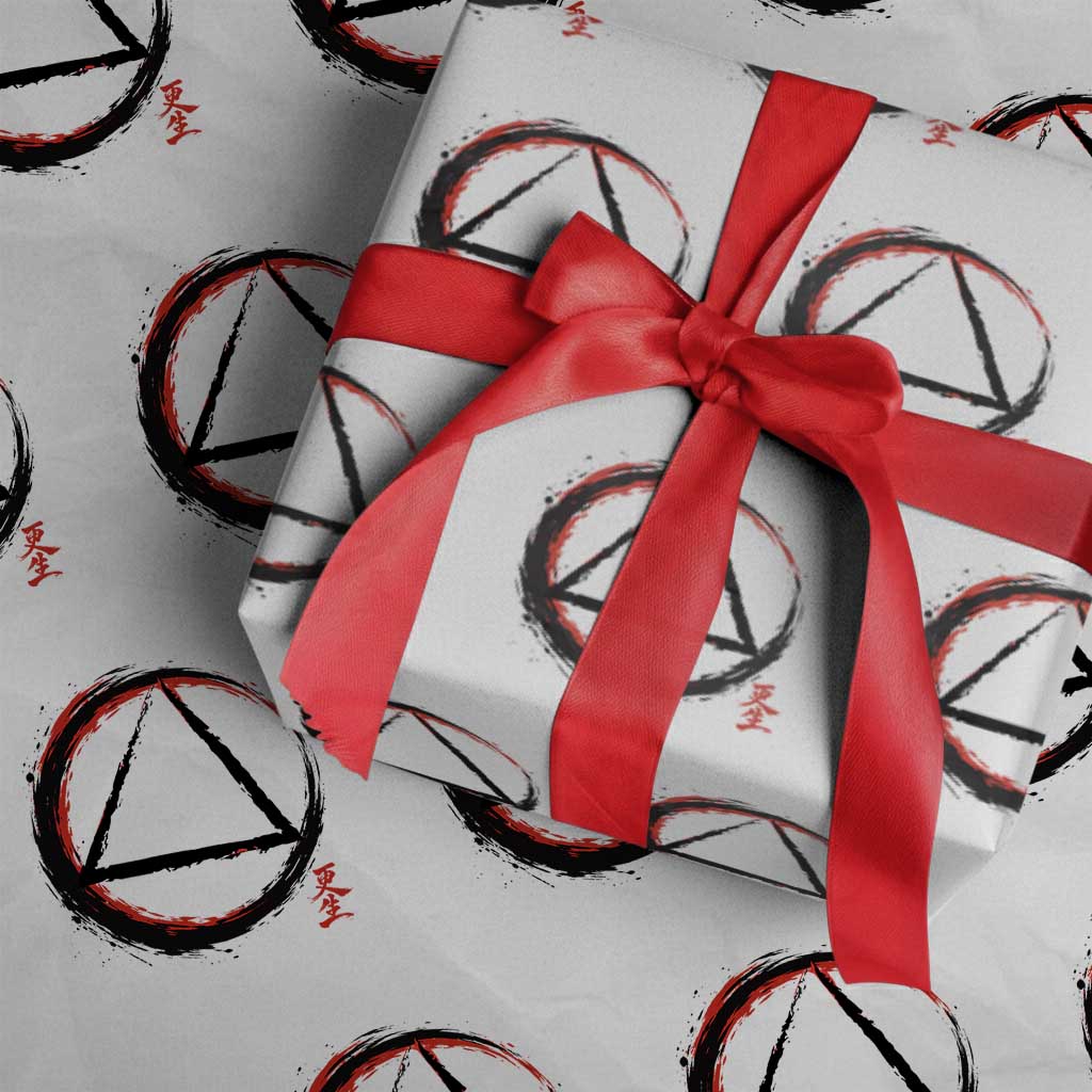 AA Sober Logo Symbol Serenity Recovery Wrapping Paper Roll Japanese Brushstroke Circle